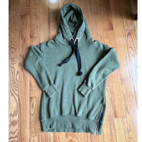 Dumanmis Fleece Lined HoodieSide Zipper Wide Drawstring Olive Green, size Small - Picture 9 of 10